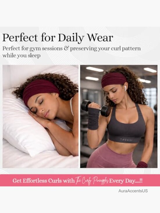 Curly Hair Headbands - Wide Adult Size - Stretchy Non Slip - Yoga Workout Head